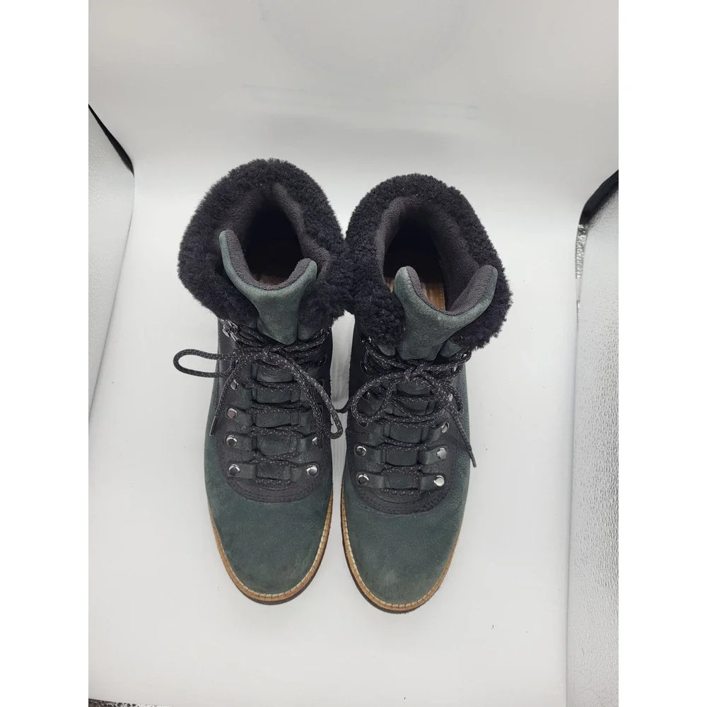 Cole Haan GrandExplore Womens 9 Green Waterproof Shearling Hiking Boots Leather